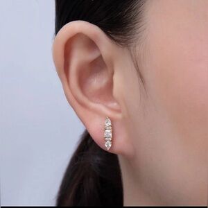 Baguette Teardrop CZ Stud Earrings (7701)